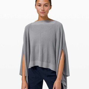 Lululemon One Size rhino grey forward flow poncho knit cashmere blend athleisure